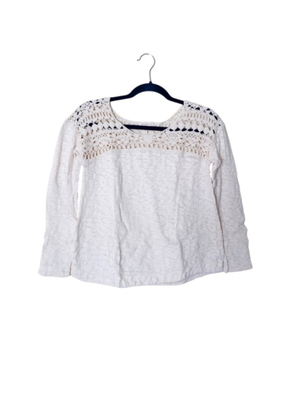 Anthropologie Meadow Rue Kellen Crochet Long Sleeve Pullover Top